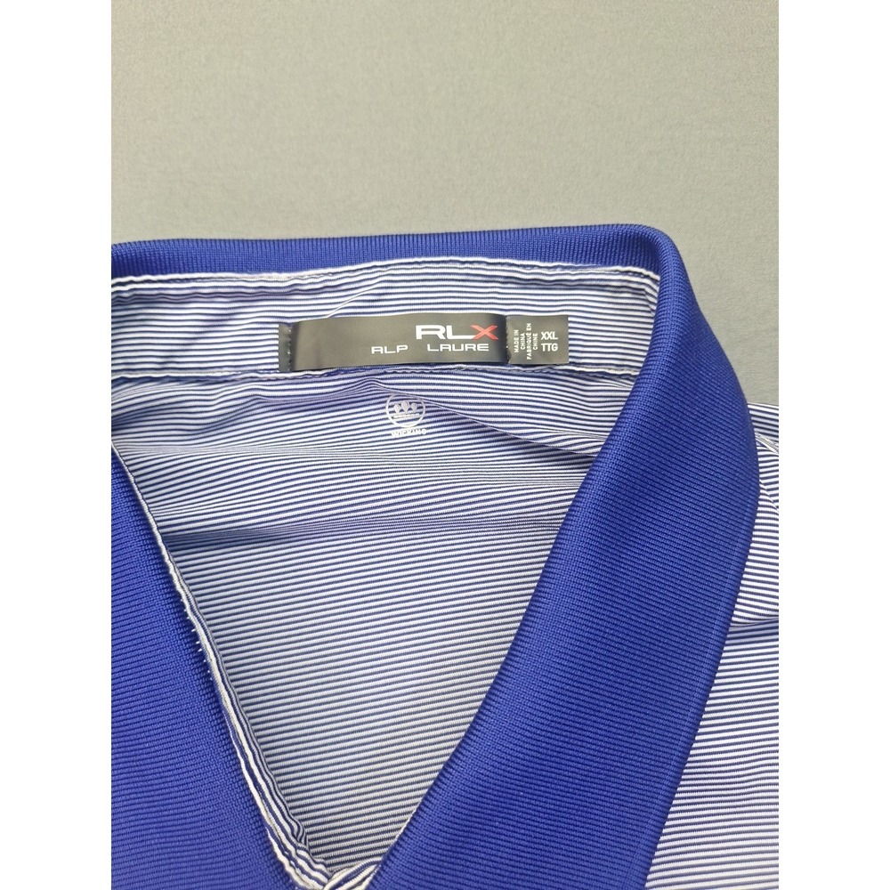 RLX Ralph Lauren Mens 2XL Blue Striped Performance Golf Polo Pelican Hill Preppy - Picture 4 of 9